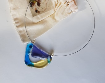 Fused Glass Statement Necklace, Colorful Dutch Design