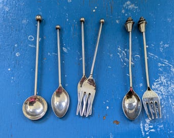 Vintage  Mid-Century Teaspoons and forks:  knot and shell
