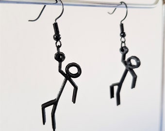 Stylistic male hanging on your ear, black earrings 3d, jewelry from the Netherlands, birthday gift