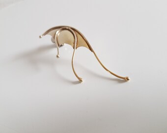 Gaudi Inspired Sterling Silver Bat Wing Brooch, Architecture Jewelry