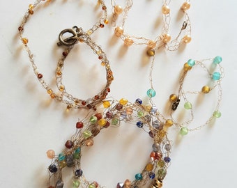 Hand-Knitted Glass Bead Necklace, Netherlands Jewelry