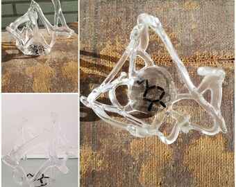 Dopamine art object of clear fused glass, vase or tea candle-holder, Dutch design, contemporary science neuro chemistry psychology biology
