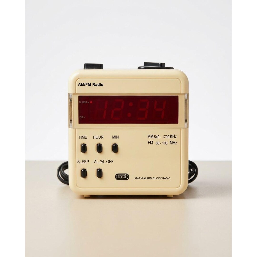 Vintage Tozai AM/FM Alarm Clock Radio Cream Cube Red LED Display Retro ...