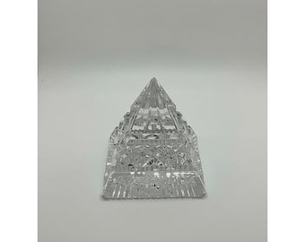 Crystal Glass Pyramid Decorative Object Heavy Cut Glass Prism Paperweight
