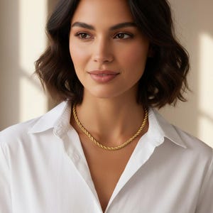 Minimalist Brass Plated Chain Necklace, Hypoallergenic