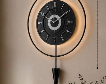 Grote moderne led-wandklok stille slinger metaal luxe woonkamer decor statement stuk
