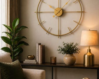 Minimalist Gold Wall Clock Modern Metal Silent Wall Decor Luxury Living Room Gift