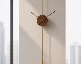 Grote moderne wandklok 31 inch slinger hout metaal minimalistisch Scandinavisch stil luxe decor