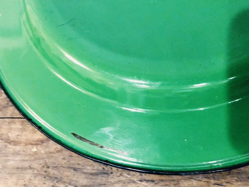 Vintage Enamelware Green plate Shabby Chic Cabin decor Cabane Collection