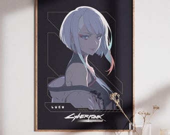 Lucy Cyberpunk Poster, Anime Sci Fi Wall Art, Edgerunners Character Print, Futuristic Gaming Decor, Anime Lover Gift