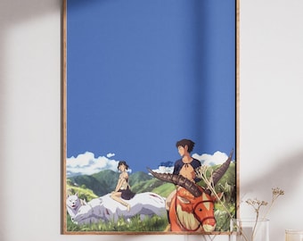 Princess Mononoke Poster, Studio Ghibli Wall Art, Anime Fantasy Print, Forest Spirit Decor, Movie Lover Gift, San and Ashitaka Poster