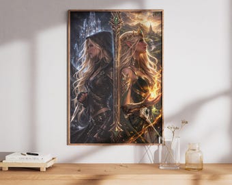 Póster de Trono de Cristal, Arte mural literario de Corazón de Fuego, Lámina de collage de fantasía de BookTok, Decoración para la habitación de lectores de fantasía