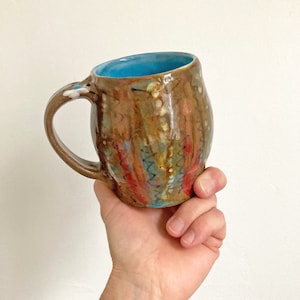 Handmade Glazed Stoneware Mug: Modern Pottery Coffee Cup, gift for mom, ceramic cup handmade, wheelthrown cup