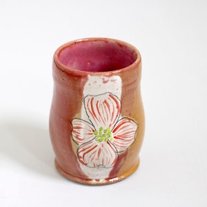 Handmade Pottery Cup: Pink Dogwood Blossom Ceramic Tumbler