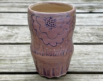 purple pottery vase, purple pottery handmade, ceramic vase, handmade pottery vase, tumbler handmade, floral tumbler, bud vase ceramic, vase
