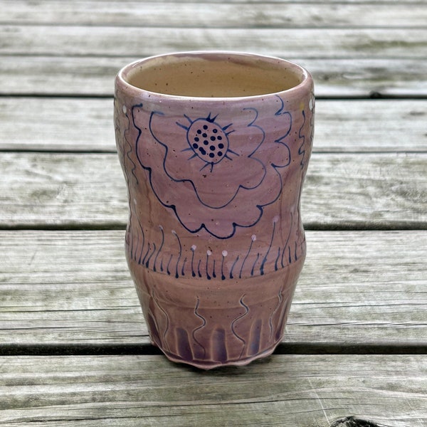 purple pottery vase, purple pottery handmade, ceramic vase, handmade pottery vase, tumbler handmade, floral tumbler, bud vase ceramic, vase