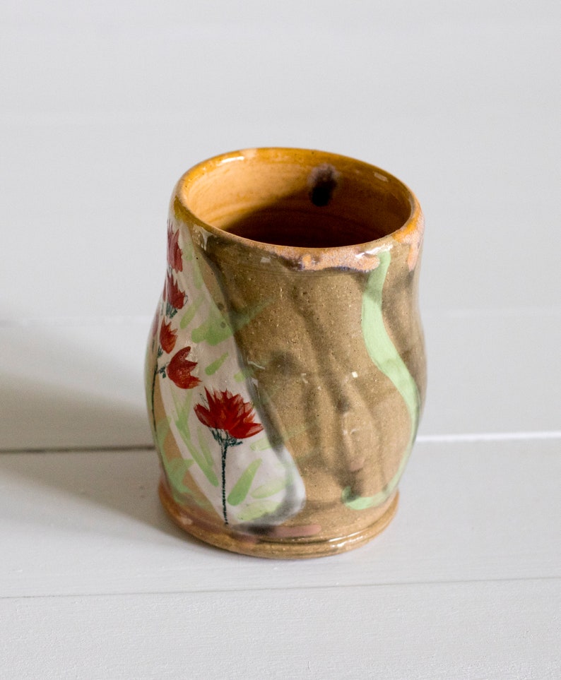 pottery cup, hand painted pottery, wheel thrown cup, wildflower cup, bud vase, floral pottery cup, gift for gardeners, gift for mom, hostess image 6