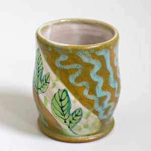 Sassafras cup, Ceramic cup handmade, Wheelthrown cup, Pottery tumbler, Handmade pottery cup, nature inspired, botanical cup, nature lover image 2