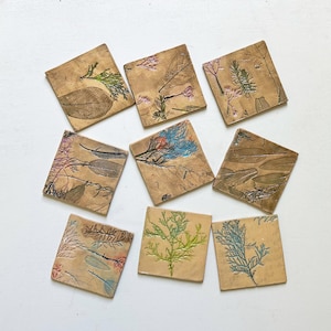 4" tile, handmade tiles, handmade accent tile, Ceramic accent tile, accent tile, fine art tile, fine art ceramic, original tile art, garden