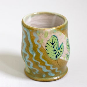 Sassafras cup, Ceramic cup handmade, Wheelthrown cup, Pottery tumbler, Handmade pottery cup, nature inspired, botanical cup, nature lover image 3