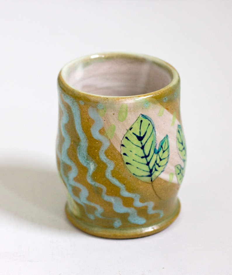 Sassafras cup, Ceramic cup handmade, Wheelthrown cup, Pottery tumbler, Handmade pottery cup, nature inspired, botanical cup, nature lover image 3