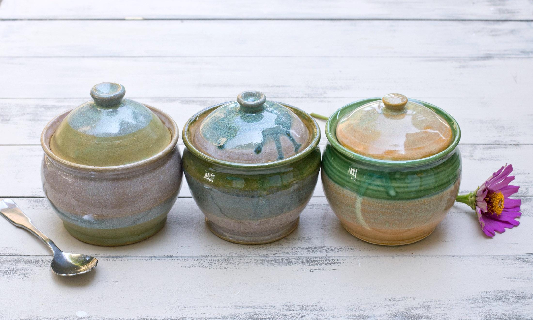 茶器 Etsy 壺蓋付き陶器 花柄の陶器 蓋付き壺 写真を確認し大丈夫な方