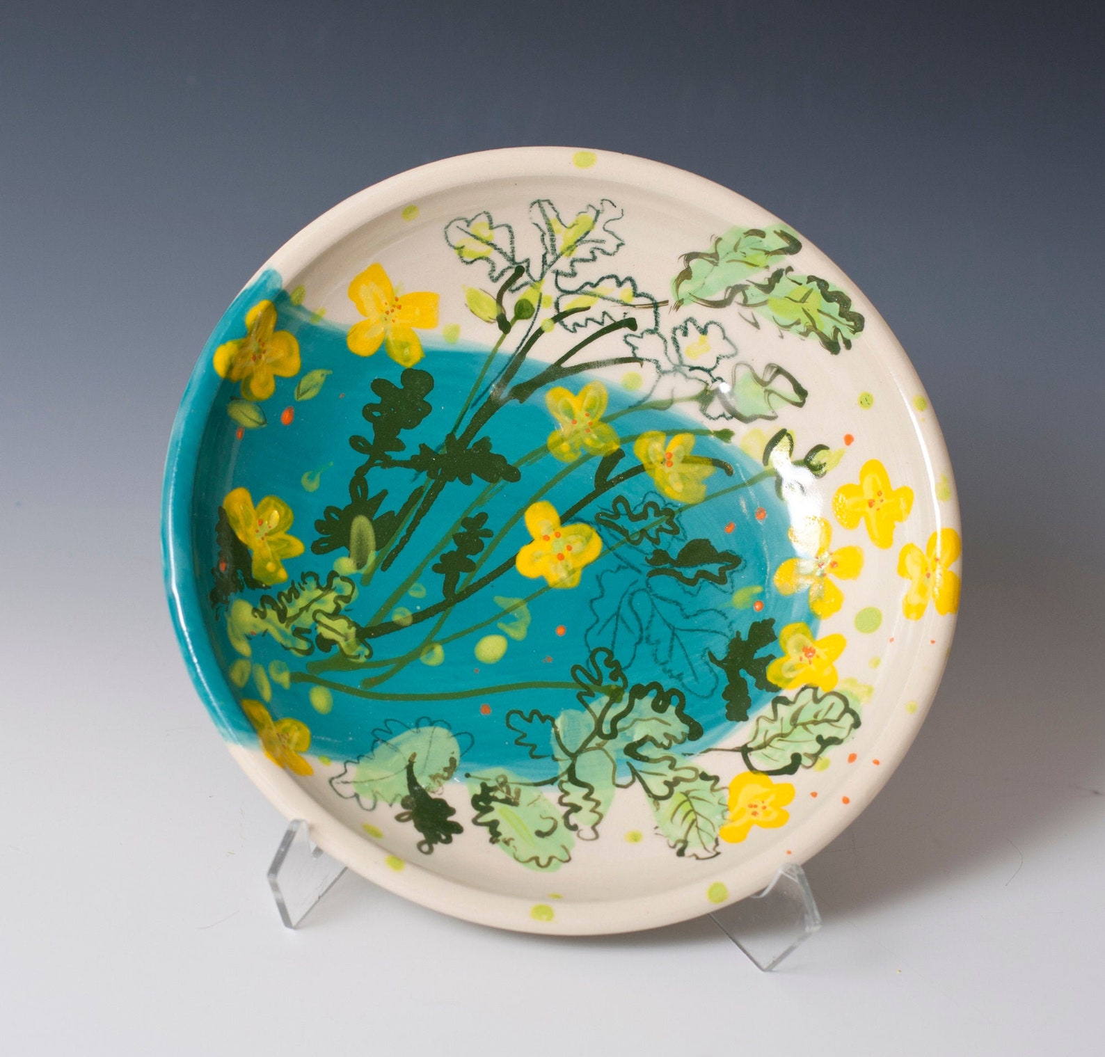 Ceramic plate wall art Floral plate wildflowers bowl fine Etsy