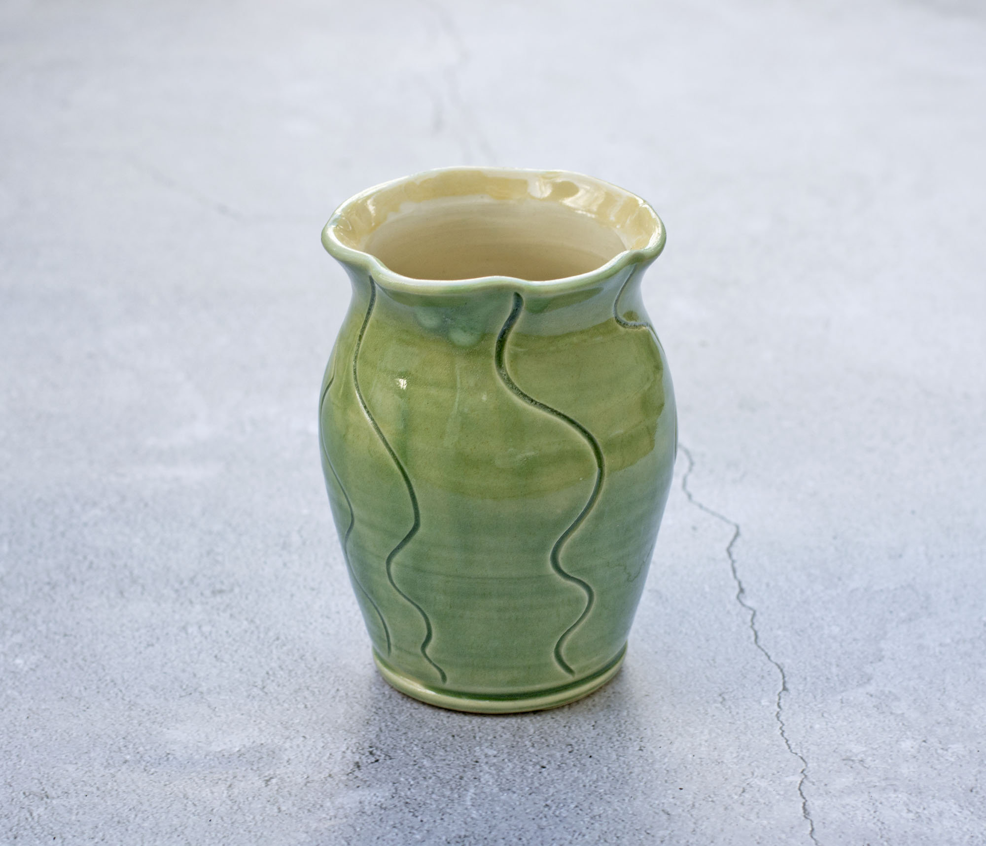 Handmade Wheelthrown Pottery Vase: Green Ceramic Stoneware, Mommy Vase ...