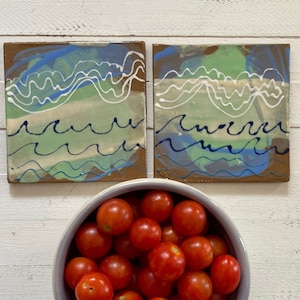 Piastrelle d'accento, piastrelle dipinte a mano, piastrelle dipinte a mano, piastrelle in ceramica fatte a mano, piastrelle fatte a mano, piastrelle d'artista