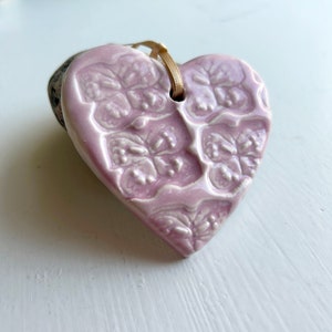 Ceramic ornament, gift topper, clay heart, heart shape ornament, heart ornament image 4