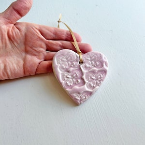 Ceramic ornament, gift topper, clay heart, heart shape ornament, heart ornament image 6