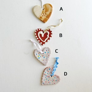 Ornement en céramique, décoration de cadeau, coeur en argile, ornement en forme de coeur, ornement de coeur image 4