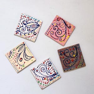 4" tile, handmade tiles, handmade accent tile, Ceramic accent tile, accent tile, fine art tile, fine art ceramic, original tile art, garden