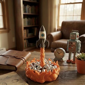 Rocket Ship Bowl – Retro Space Desk Organizer