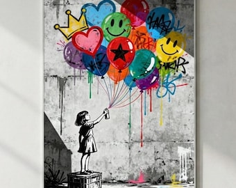 Banksy Style Ballon Girl – Bunte Graffiti Pop Art