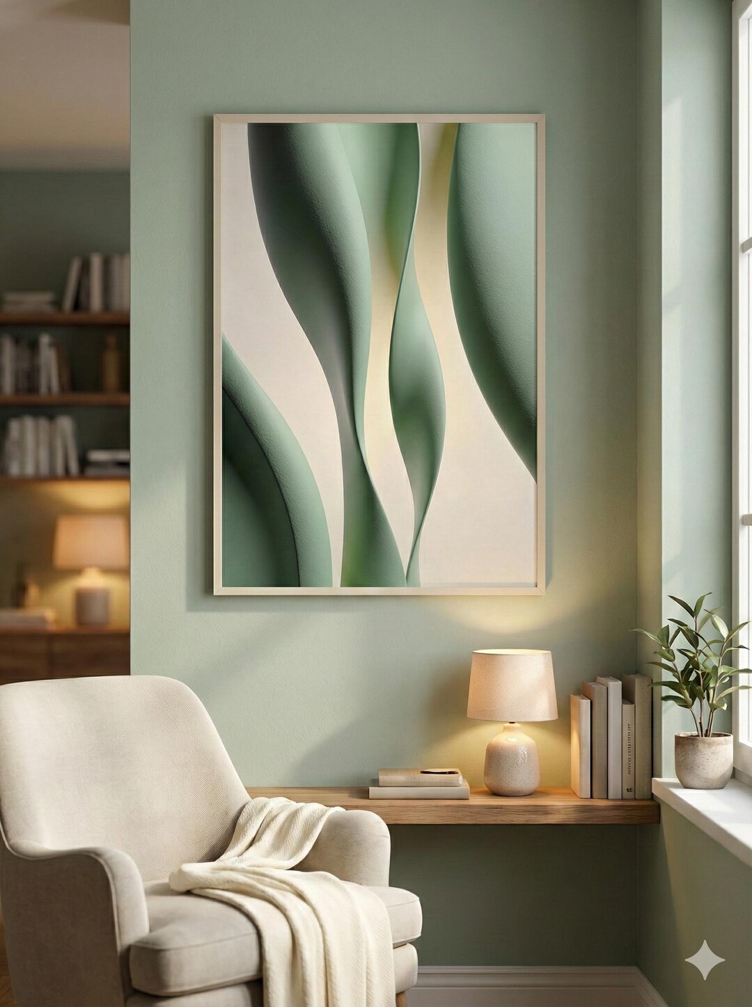 Sage Green Abstract Wall Art – Nordic Minimalist Portrait Print A3 A4 ...