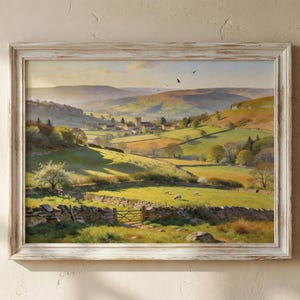 Stampa Cotswolds Patchwork Fields - Arte murale con paesaggio primaverile - Decorazione per fattoria A3 A4 A5