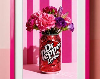 Dr Pepper Floral Pop Art Print – Retro Kitchen Decor