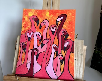 Bold Flamingo Flock Print | Vibrant Tropical Wall Art, Eclectic Decor