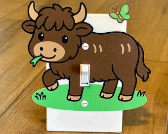 Highland Cow with Butterfly switch and outlet plate