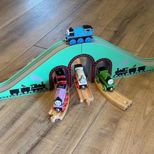 Train Bridge with Mountain Scenery, Compatible with Brio/IKEA Tracks