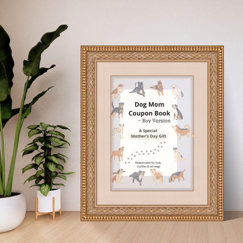 Dog Mom Coupon Book Printable Boy Version, Funny Mother’s Day Gift for ...