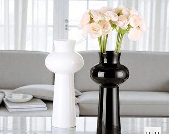 Modern Glass Bubble Neck Vase | Tall Decorative Flower Vase | Minimalist Home Decor