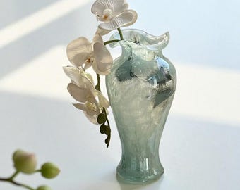 Hand Blown Glass Vase – Decorative Home Décor | Coastal Flower Holder Blue, Green, White