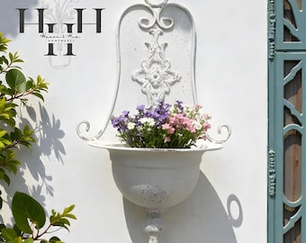 Maceta de pared vintage francesa / Maceta rústica de hierro para colgar / Decoración de jardín