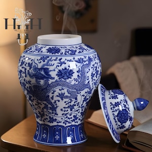 Blue and White Chinese Dragon Vase - Etsy