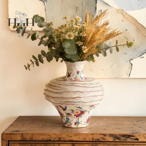 Wazon ceramiczny w stylu vintage, duży wazon z porcelany w kwiaty, wystrój domu w stylu antycznym