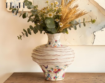 ガラス製花瓶：鳥のデザイン（青と赤） - Etsy 日本