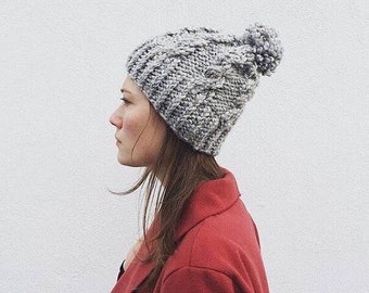 Chunky gray knit hat/ Toque/ Romilly/ beanie