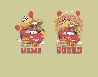 PNG personalizado de cumpleaños de Rayo McQueen, descarga digital familiar de cumpleaños de Disneyland Cars, PNG de cumpleaños de McQueen Racing